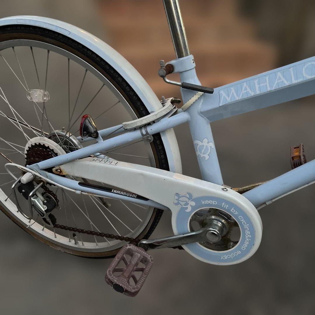 MAHALO シティバイク ライトブルー 前カゴ付き　24インチ
