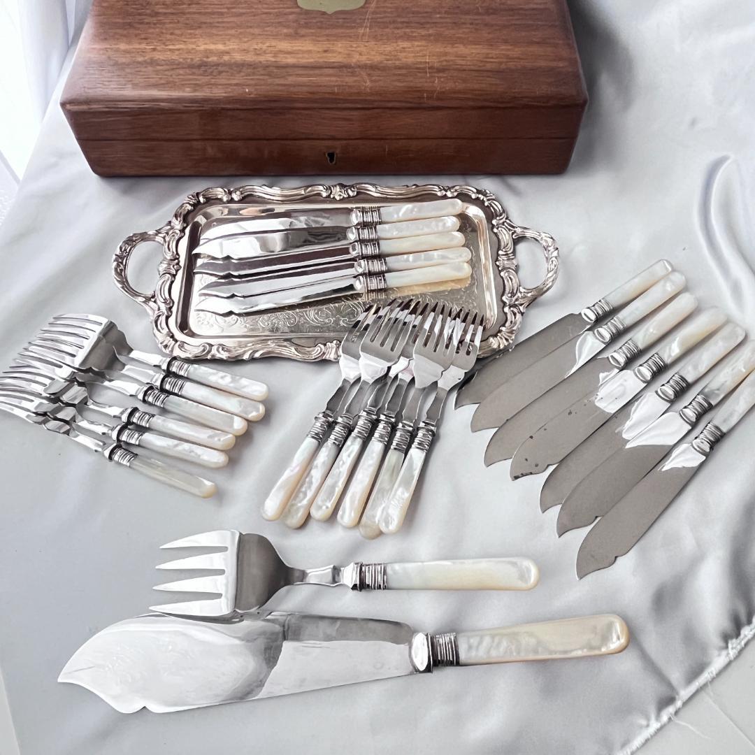 【Walker & Hall】【白蝶貝 / 純銀継手】カトラリーセット サーバー