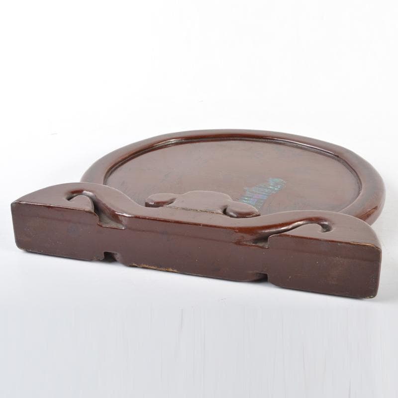 中国　象嵌螺鈿装飾　山水人物文　硯屏　V　4496