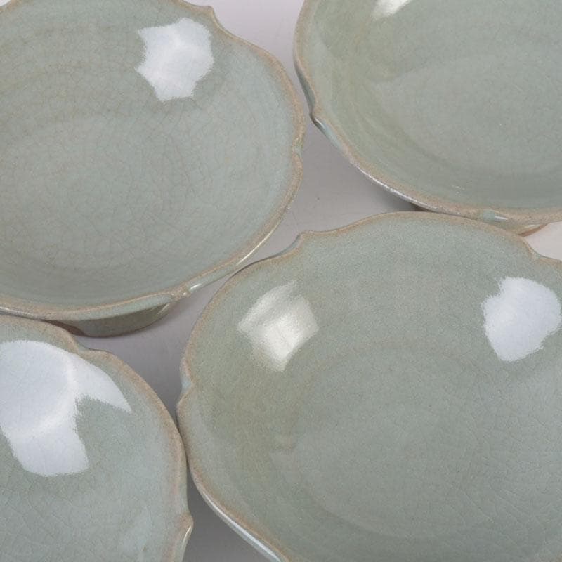 和食器　忍冬庵　佐藤和子作　朝鮮唐津　青磁　手鉢　五客　共箱　V　9845A