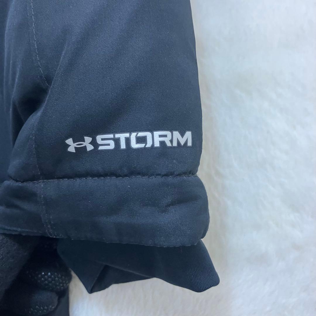 アンダーアーマー✨ロング ベンチコート 黒 フード ロゴプリント 男女兼用