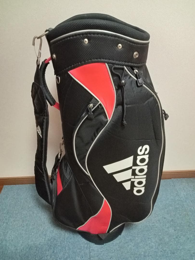 ★美品★adidas★アディダス★軽量ナイロン★キャディバッグ★9型★黒/赤★