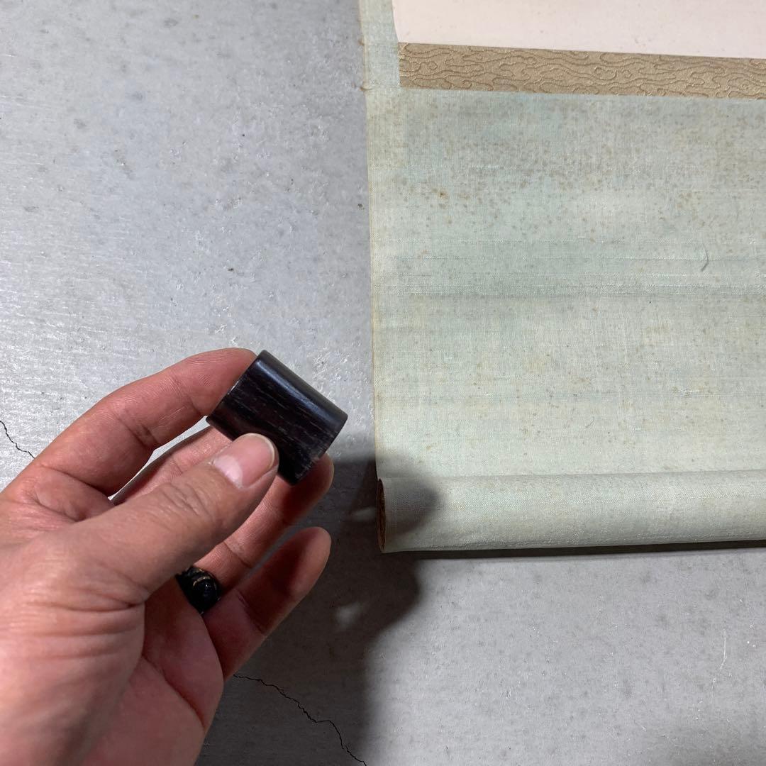 魚と花の水墨画掛軸 毛利梅友作 共箱 山本梅逸師事 明治時代‐昭和前期時代