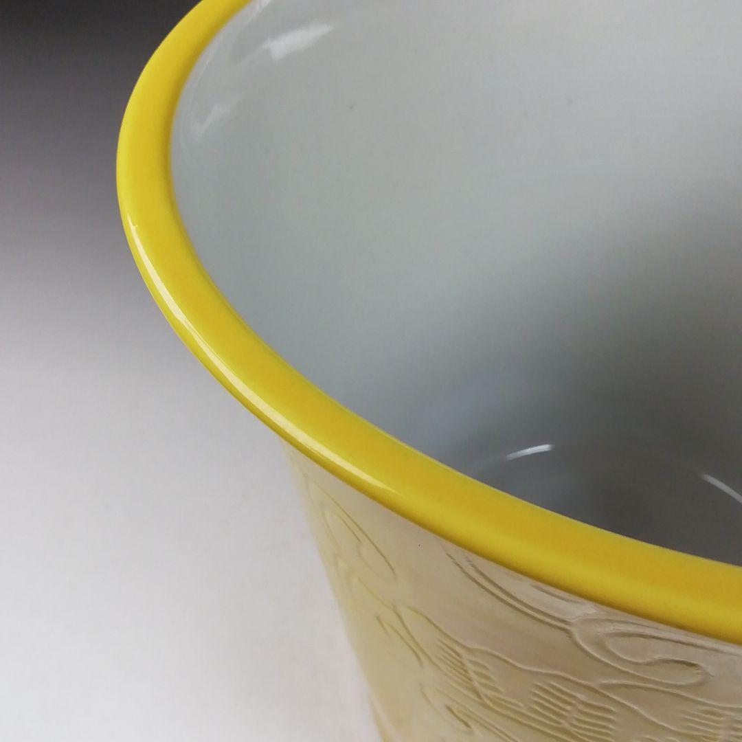 Ｗ１９１　水指　『膳所焼』『黄交趾　棒先』『淡海ぜぜ陽炎園 造』　共箱　茶道具