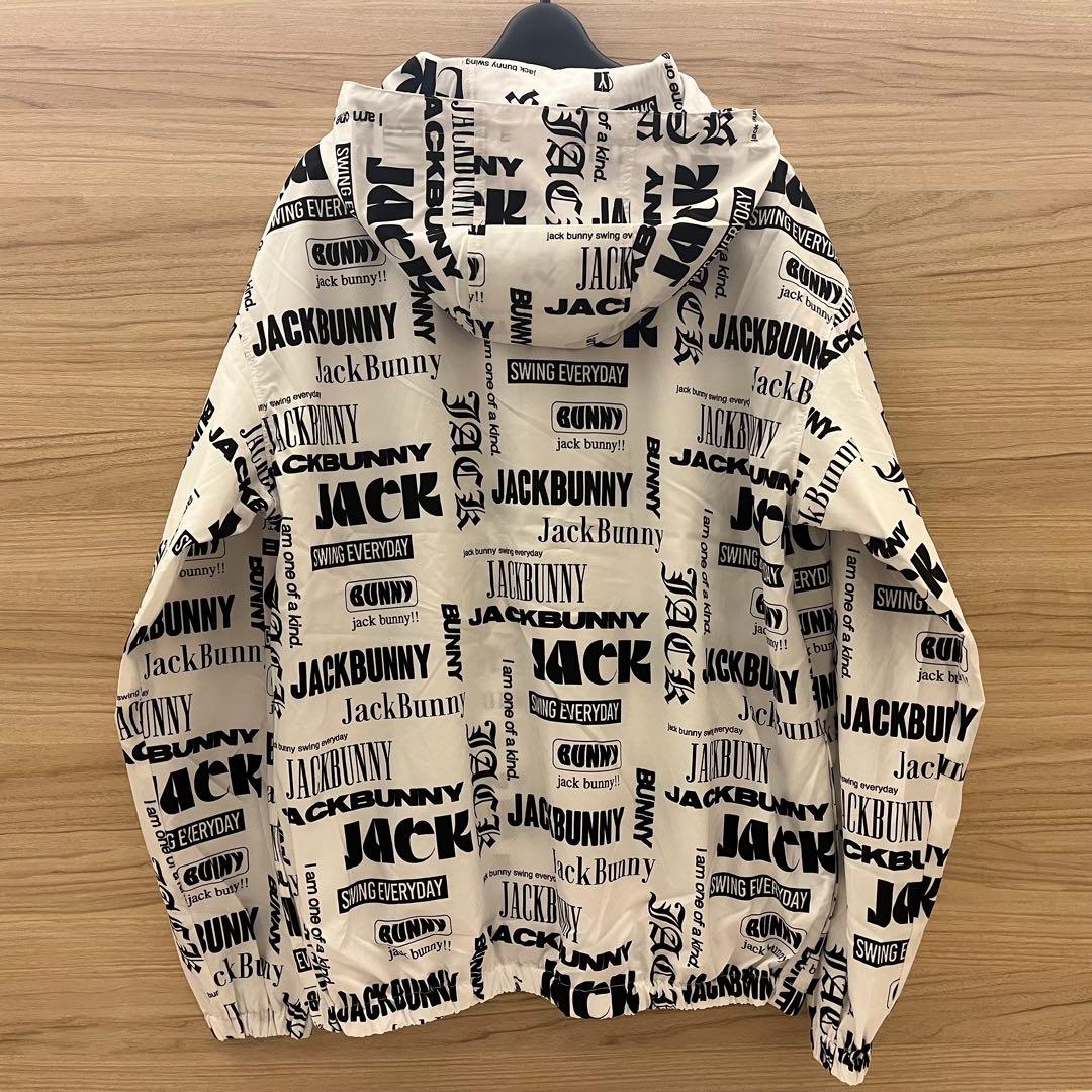 新品★24,200円 ジャックバニー フルジップフーディブルゾン ロゴ総柄 白L