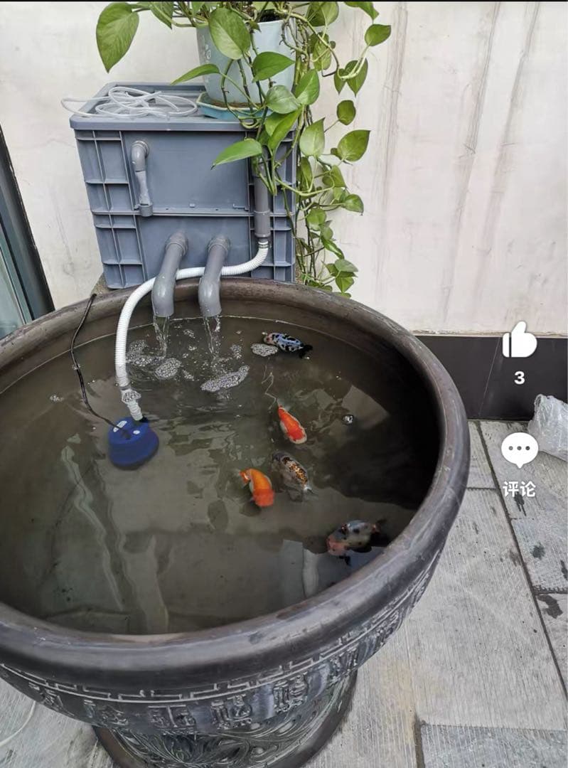 25W水中ポンプ濾過材2段付き　水槽池用フィルター外部式濾過器装置オーバーフロー