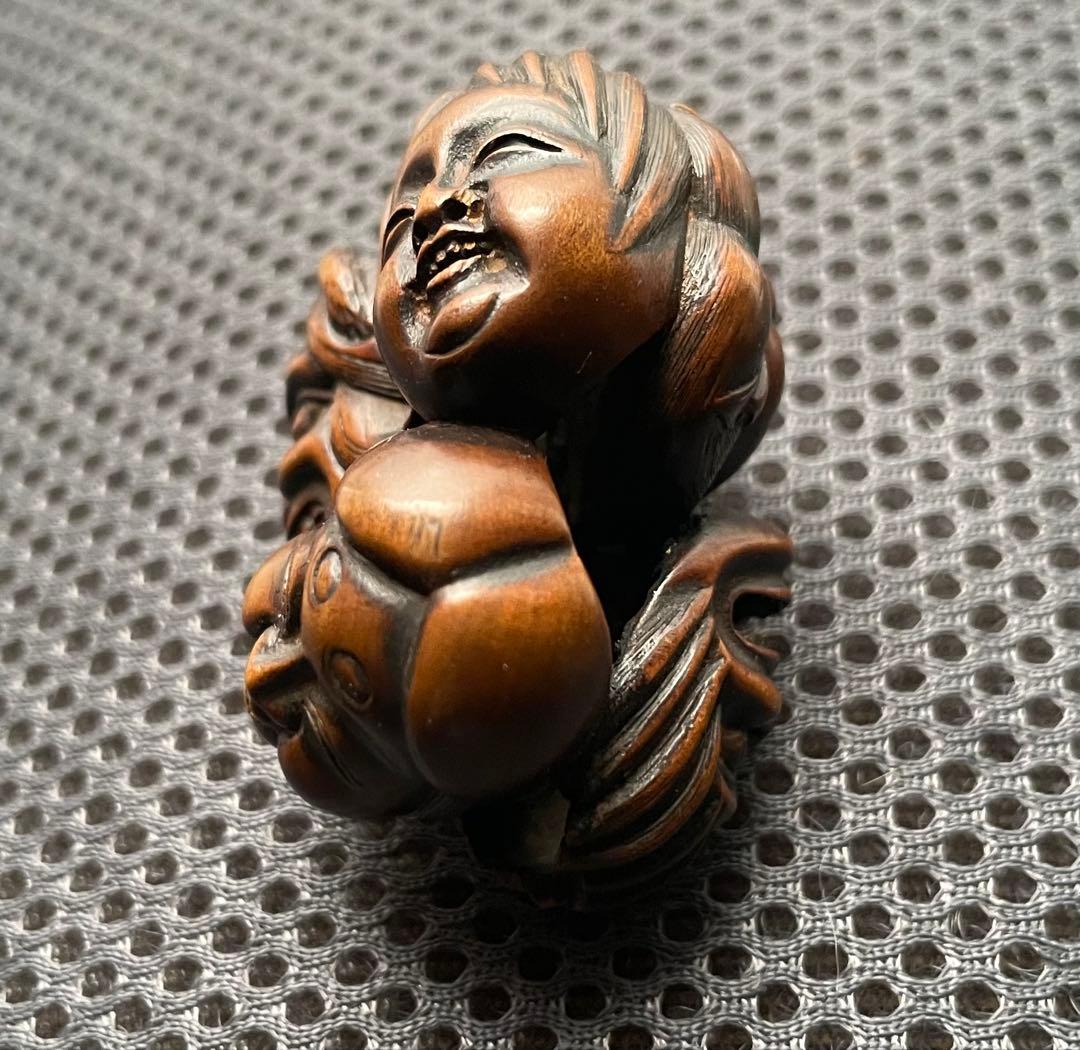 五面散らし 根付 無銘