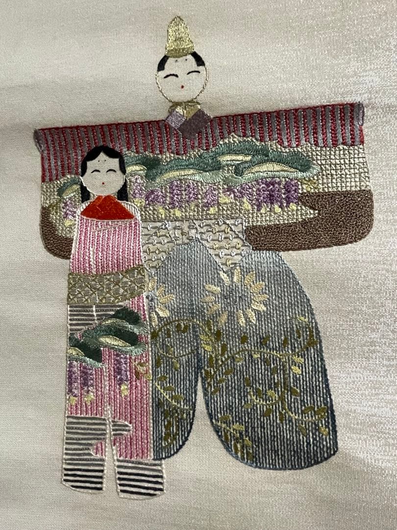戸塚刺繍 掛け軸 ひな人形 雛人形 アンティーク 刺繍　立雛