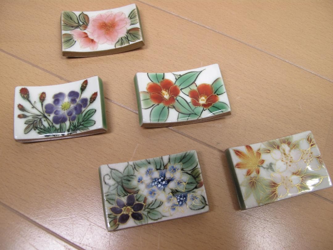 陶あん京焼清水焼 伝統工芸色絵付け　箸置き　５個おまとめ