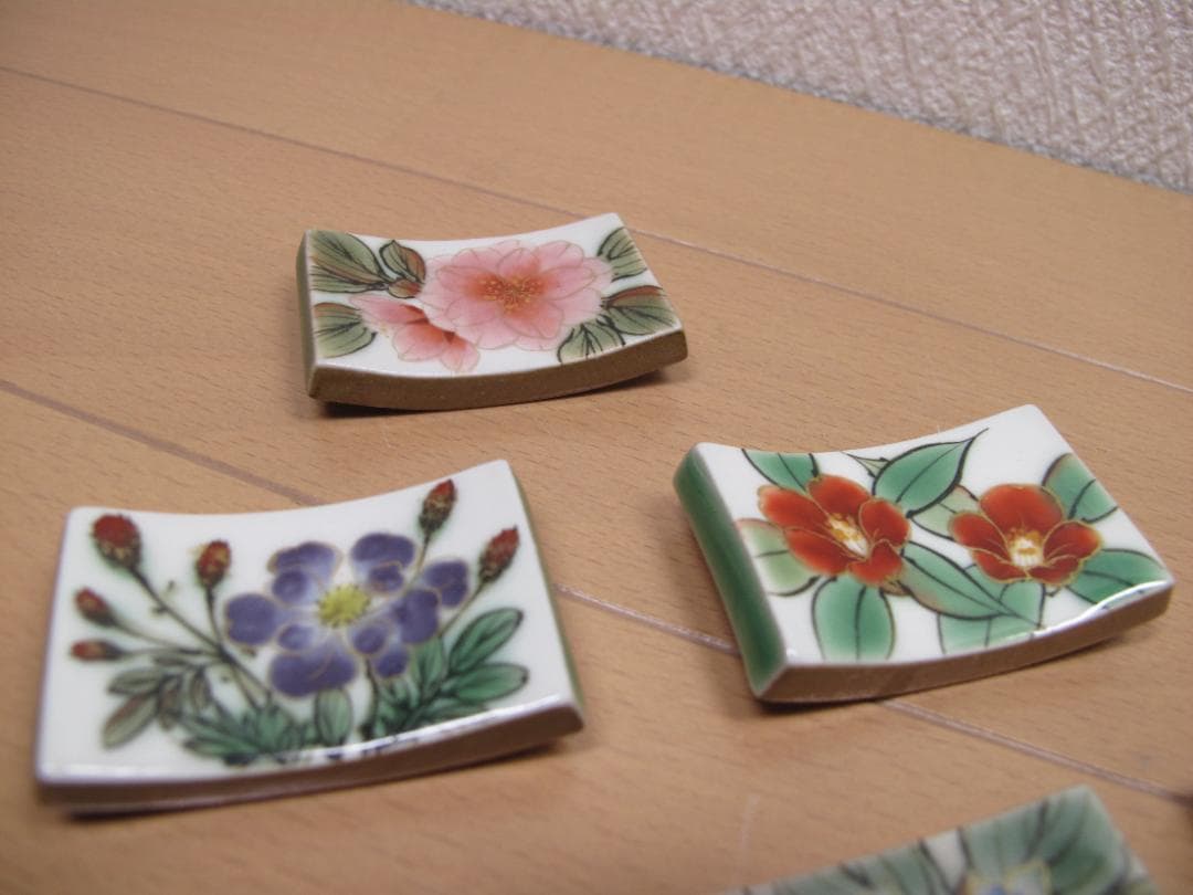 陶あん京焼清水焼 伝統工芸色絵付け　箸置き　５個おまとめ