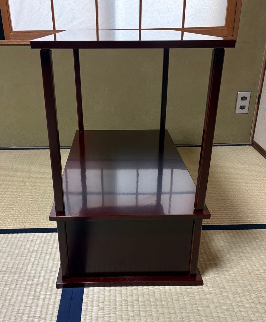 【中古品】平安光入造　組立式　紹鴎棚　平安景雲造　赤絵鳳凰唐草文水指（共箱）