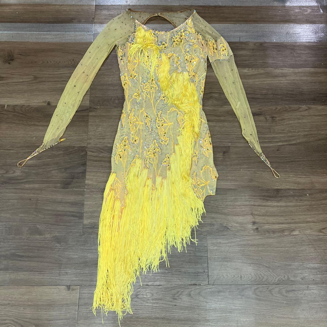 2.3 Choice London 社交ダンス ラテンドレス 黄色 フリンジ