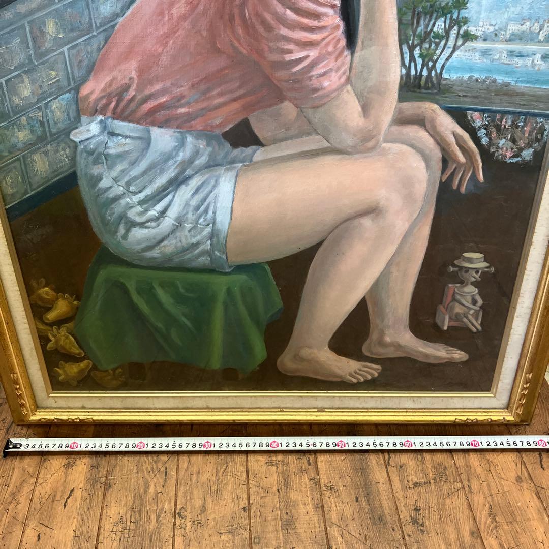 昭和レトロ 人物画 肖像画 油絵 油彩画 絵画 アート 壁掛け 壁飾り 額装