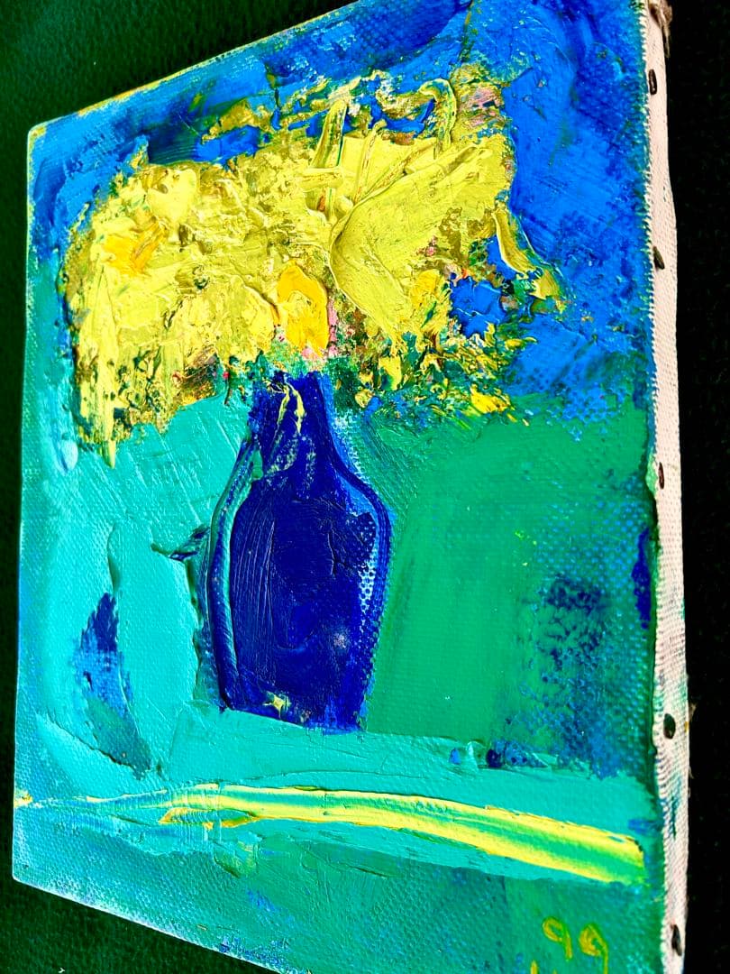 【野村康子】油彩額縁 花瓶と薔薇