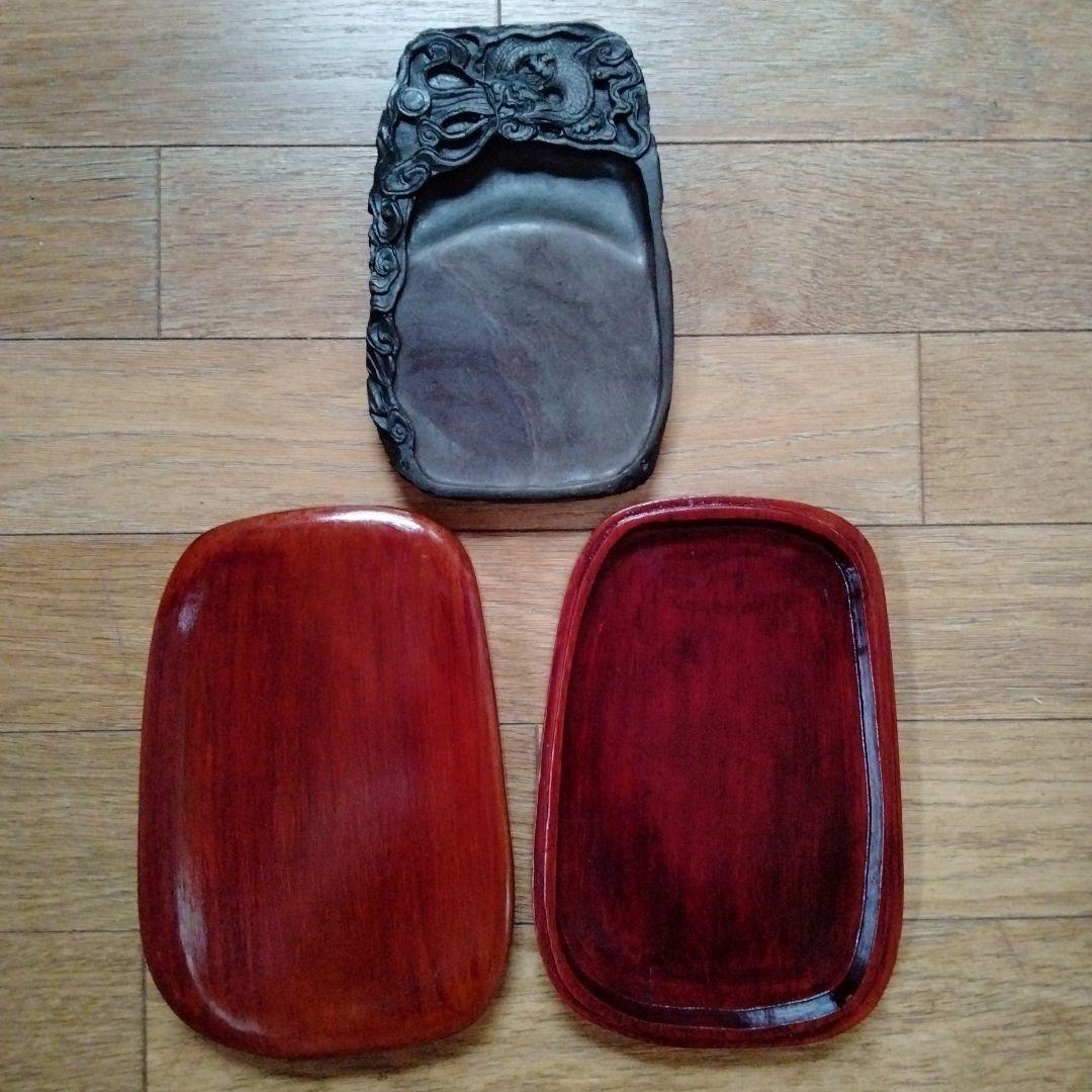 中国骨董【老坑仔巖極品龍雲古端渓硯石】旧家蔵コレクション貴重希少名品細工精密龍彫