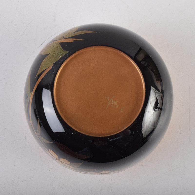 茶道具　輪島塗　佐藤幸一作　山桜之図　棗　共布共箱　M　R9294