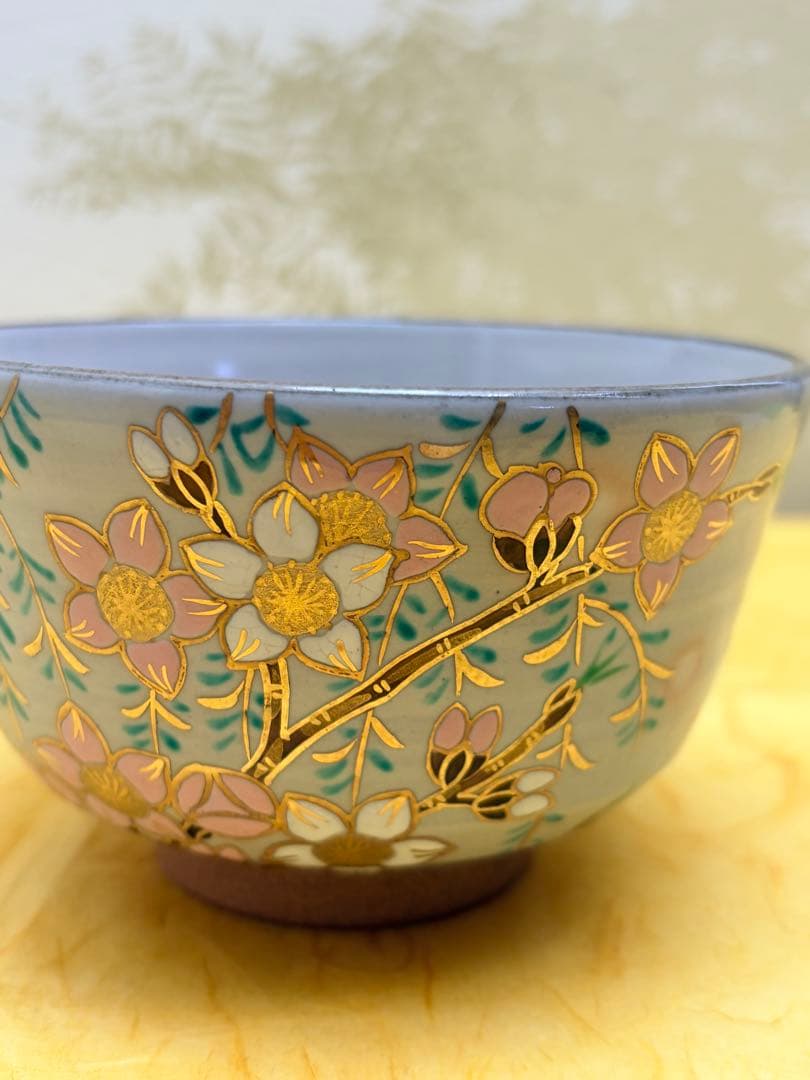 抹茶茶碗 桃の節句 雛祭り 橋本紫雲 乾山写 共箱付 陶歴栞付 茶道具 裏千家