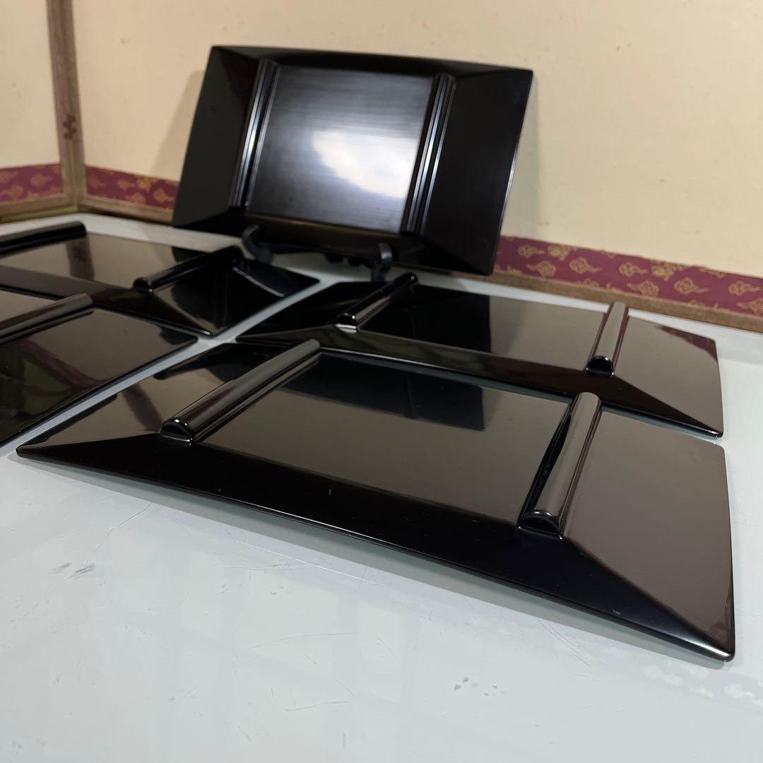 漆器　牡丹蒔絵　さしみ皿　寿司皿　盛り皿　5枚￼