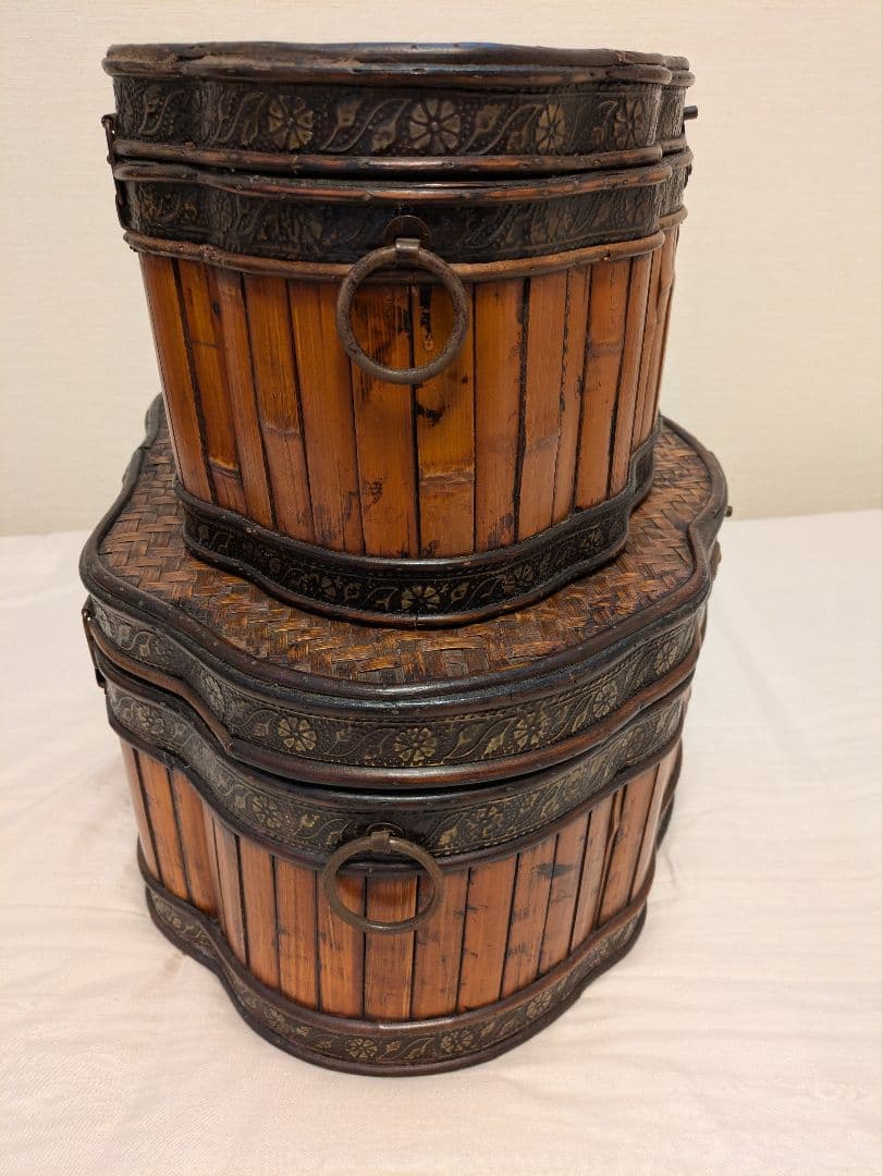 バンブー ボックス アンティーク 小物入れ 木箱　2個セット