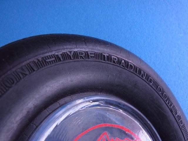 鬼タイヤ　ガラス灰皿　日米商店　鬼号　戦前　大正　昭和レトロ　ホーロー看板