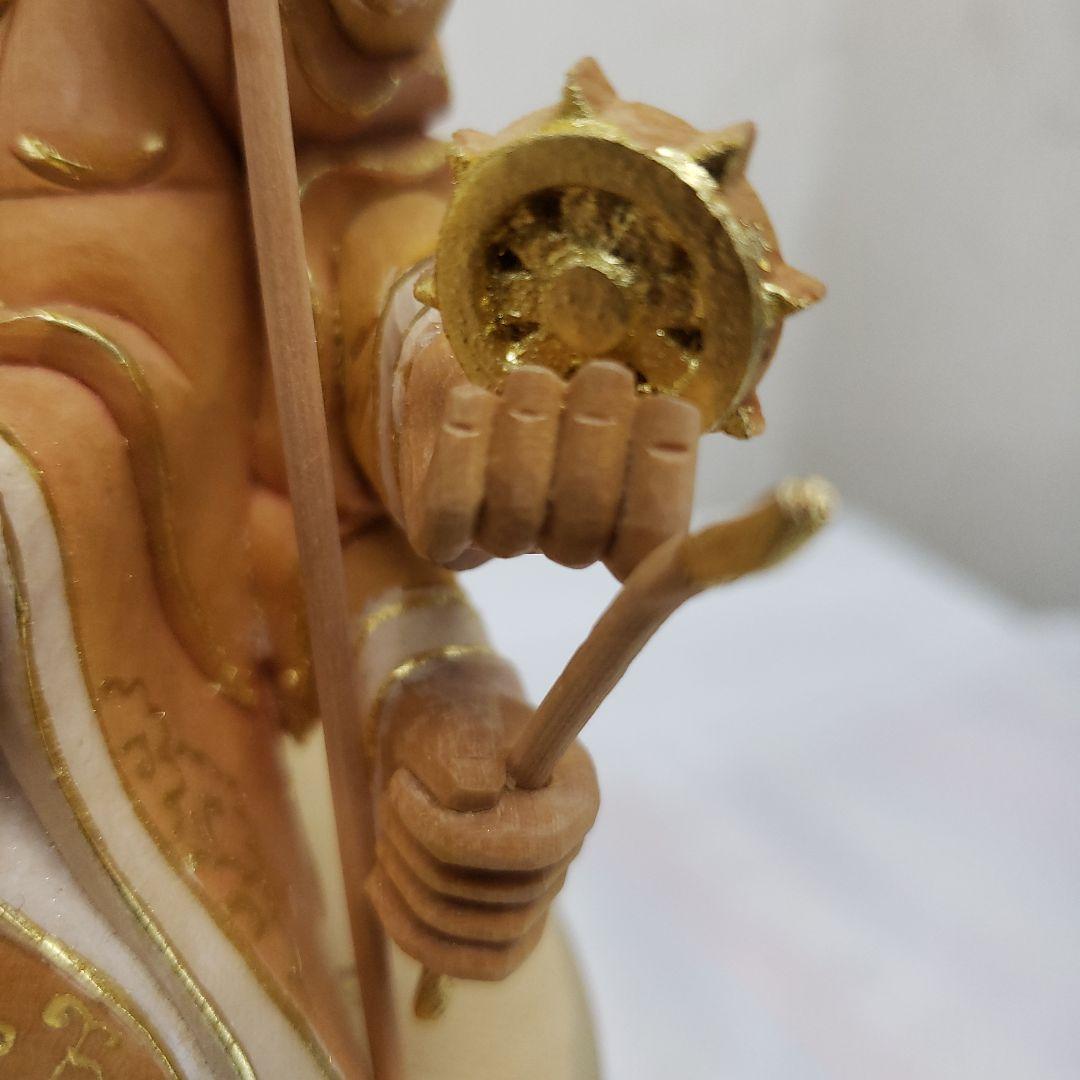 Ｂフライデー蔵出し特価淡彩色切りがね仏像◆ヒバ材 八臂弁才天(弁財天)3寸立◆