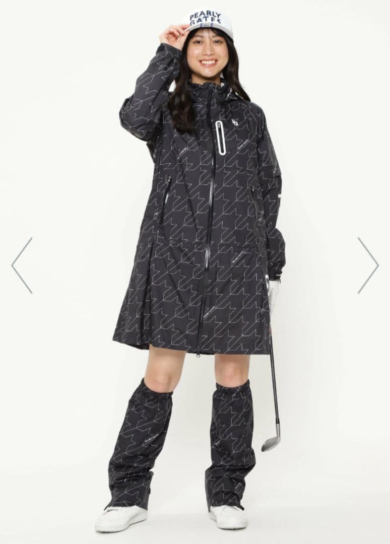 【未使用】パーリーゲイツ　3way千鳥柄レインワンピース 収納ポーチ　L