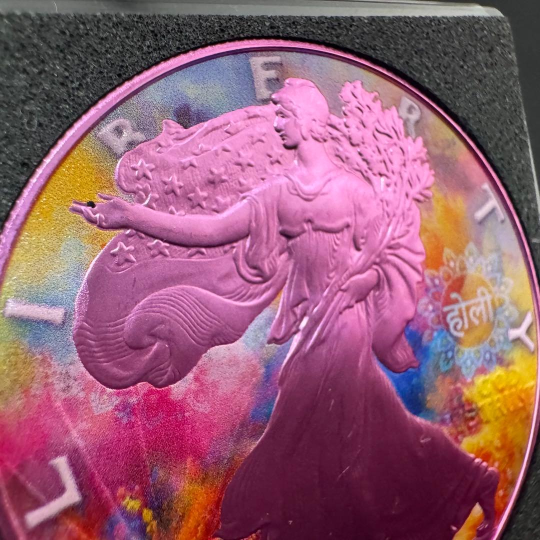 世界500枚 イーグル 銀貨 両面カラー ホーリー祭(豊作&世界平和)