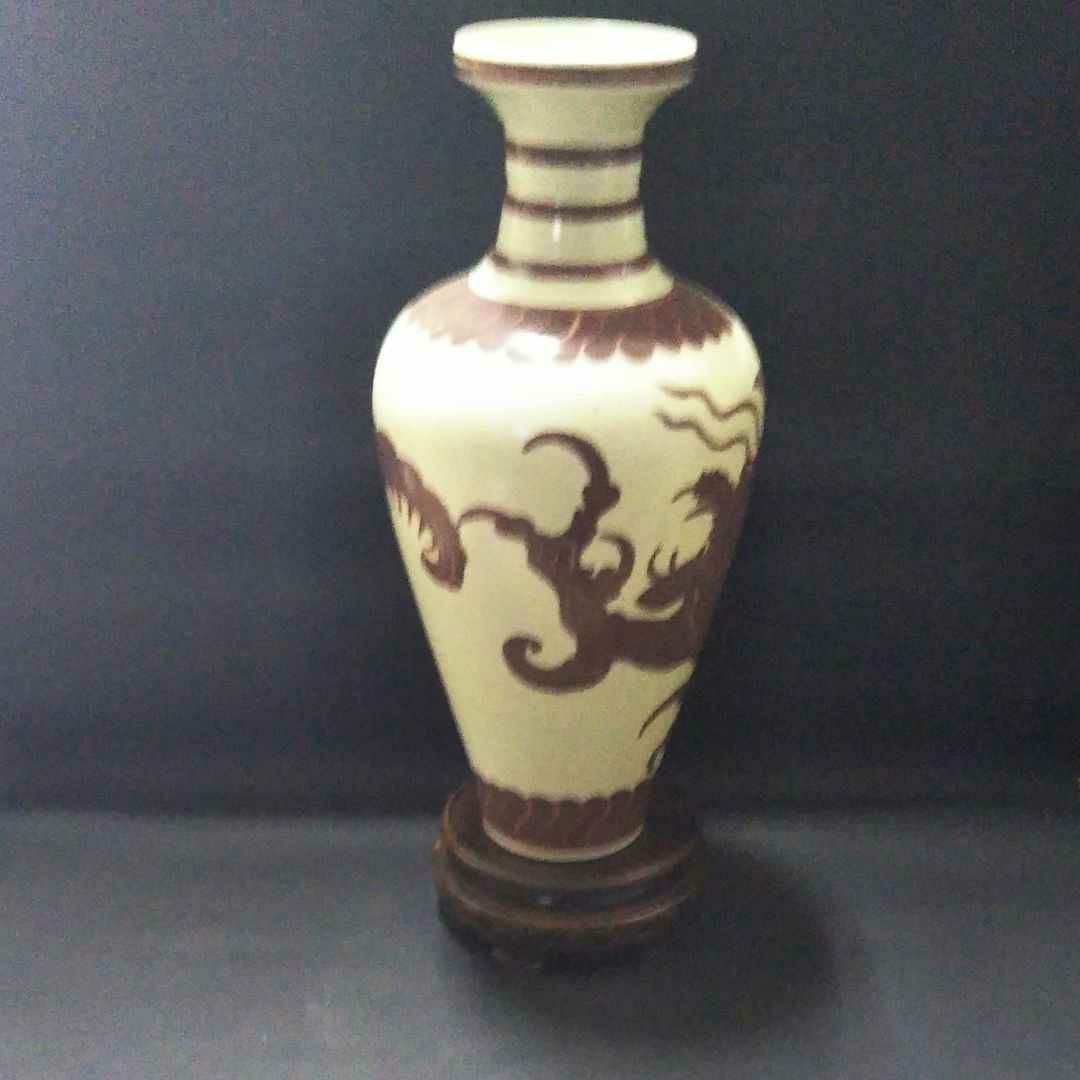 ※中国古美術/釉裏紅龍紋大瓶/