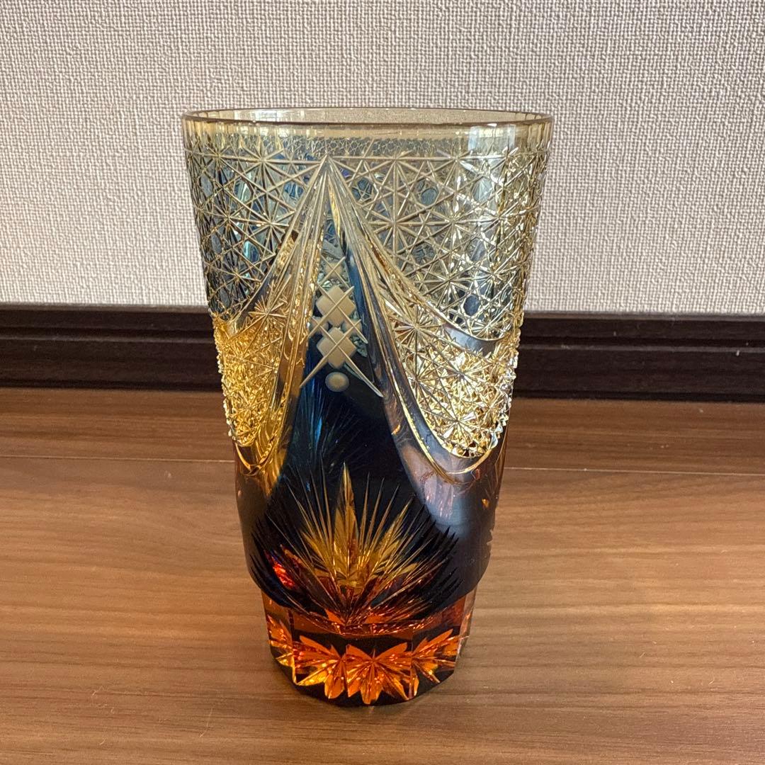 但野英芳　江戸切子　グラス　希少　青