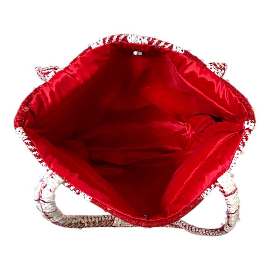 希少 CHANEL シャネル ツイード トートバッグ ノベルティ スパンコール