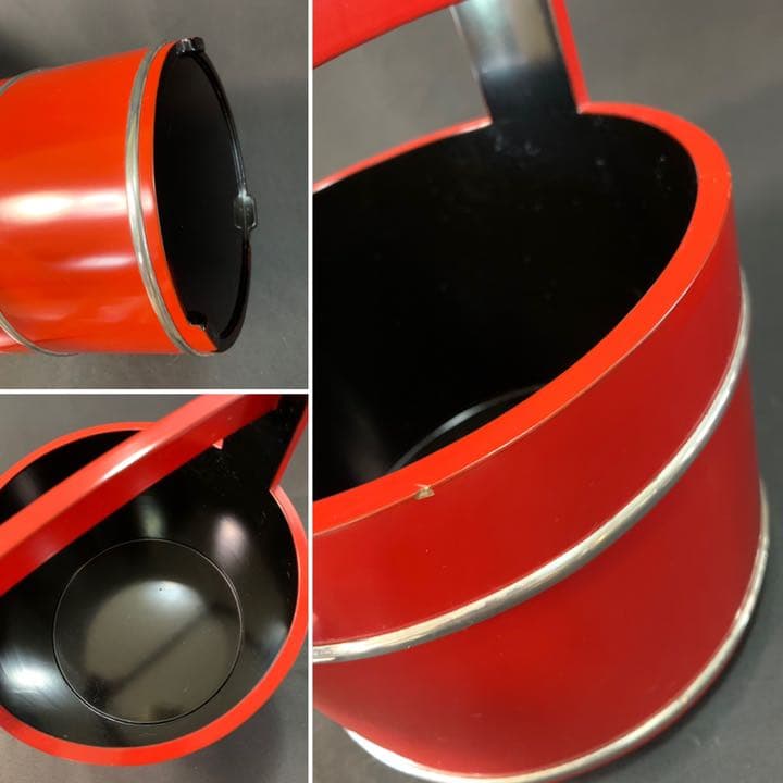 D868 送料無料　朱手桶　水指　秀岳造　共箱　茶室　茶道具　漆芸
