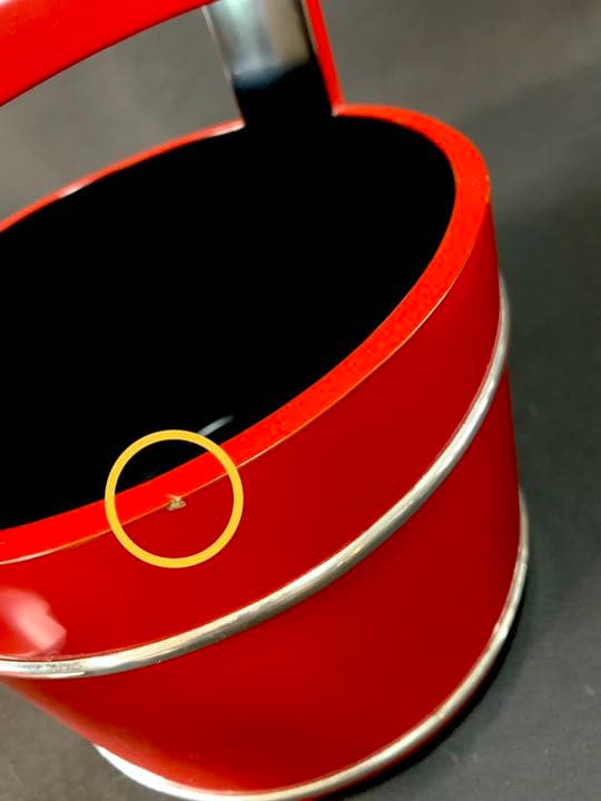 D868 送料無料　朱手桶　水指　秀岳造　共箱　茶室　茶道具　漆芸