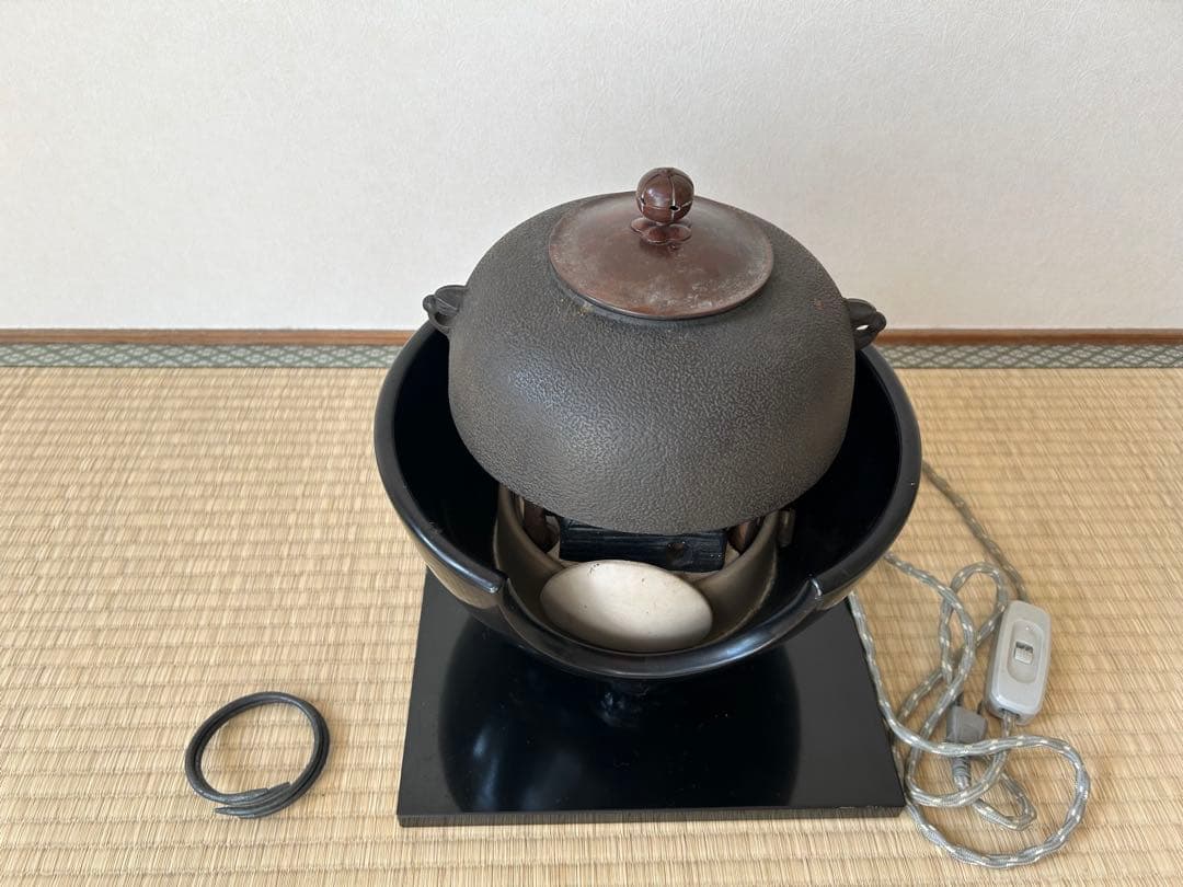 茶道　電気釜 黒色 鉄