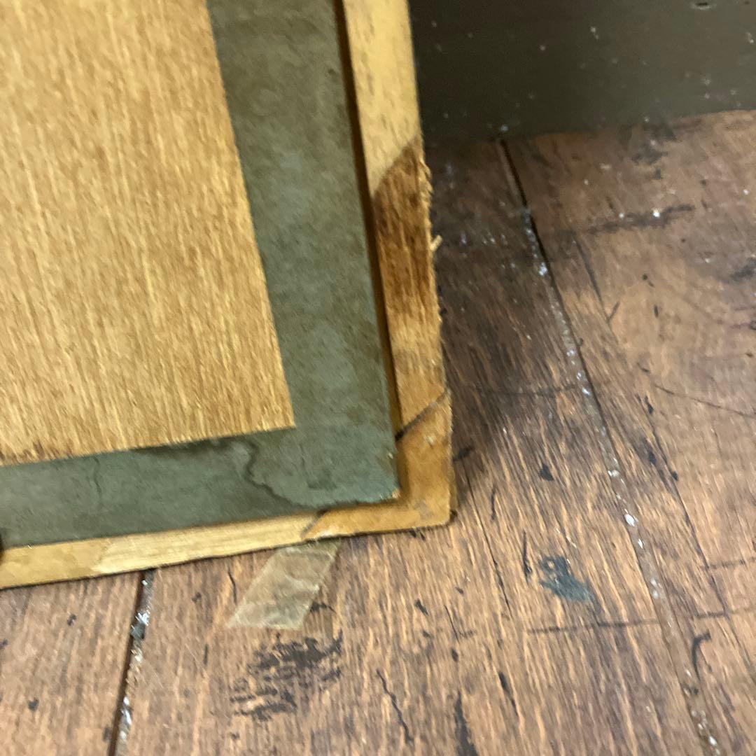 昭和レトロ 商店街街並み 風景画 油絵 油彩画 絵画 額装 木製 額縁 繁華街