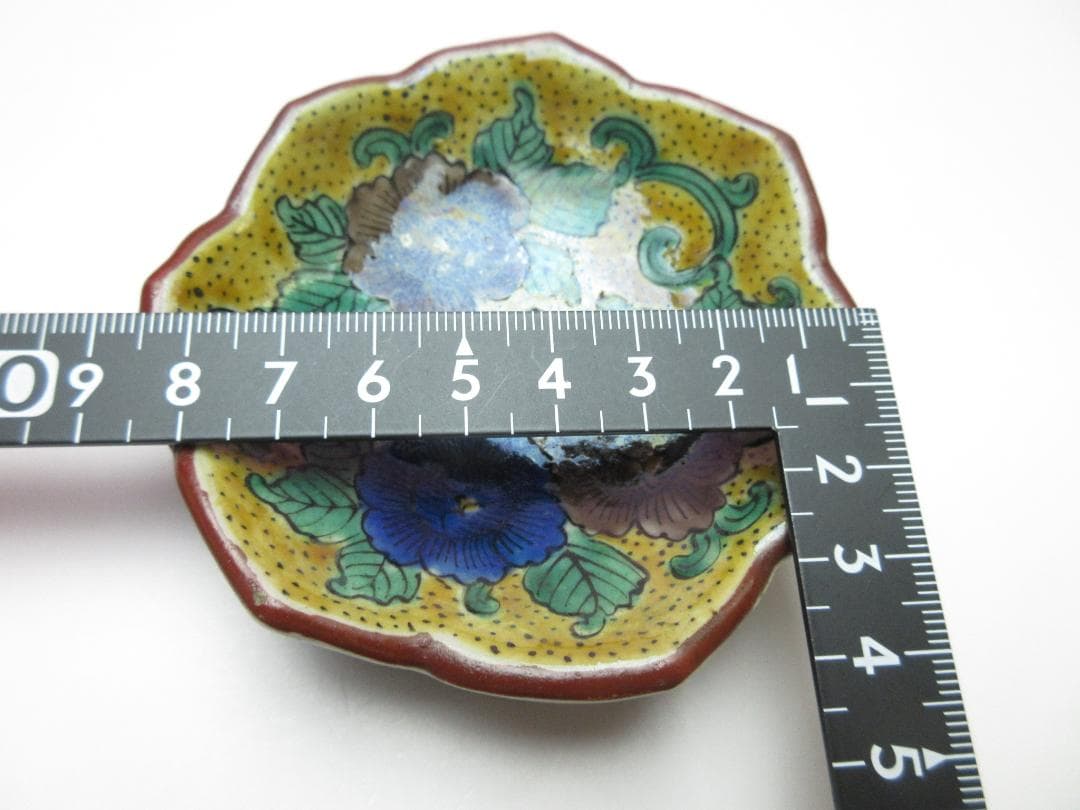 時代物 清六焼 角福 青手風 花形 花紋 銘々皿 5客 TN 81 70816