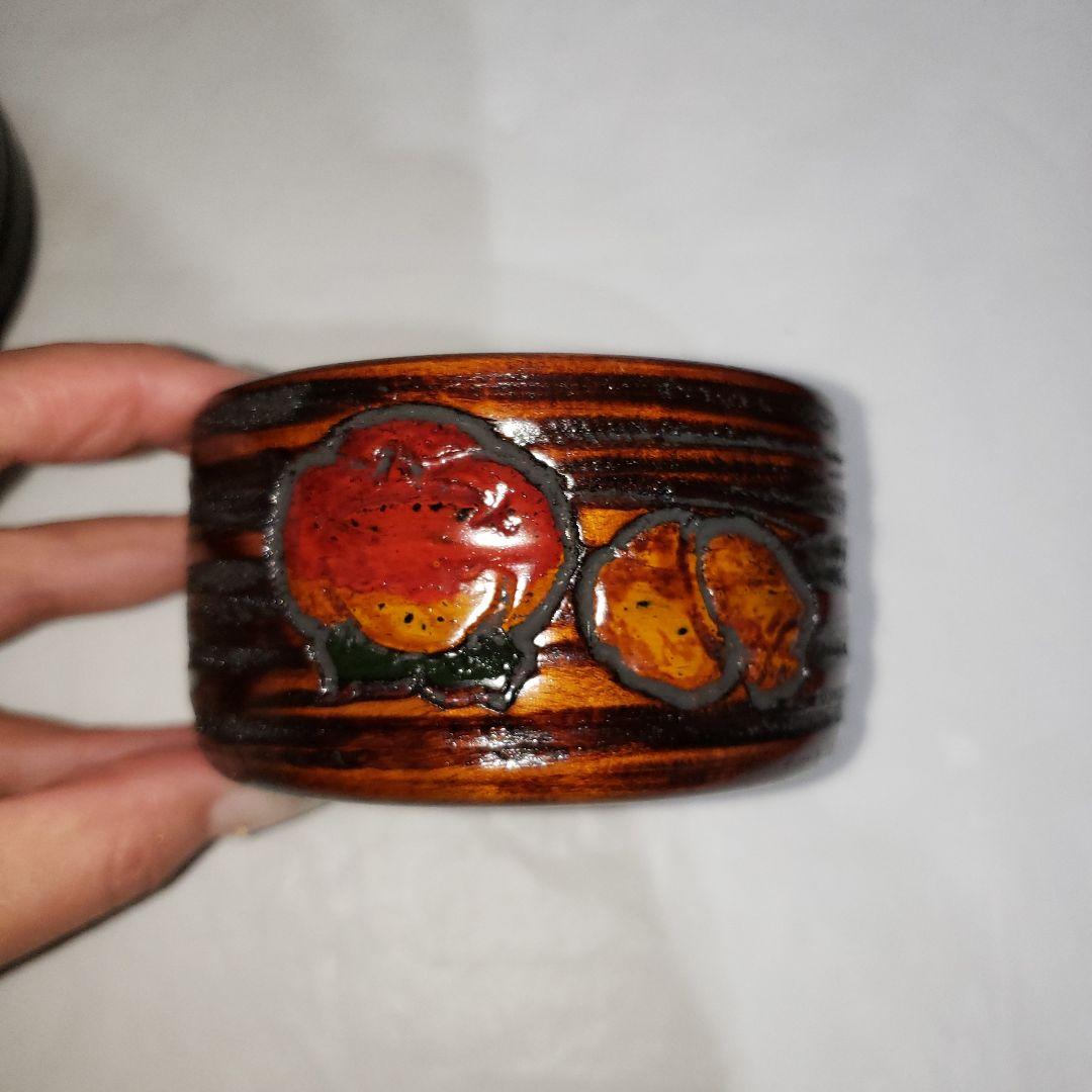 未使用　岡山特産品　鳥城彫　漆器　木製小鉢