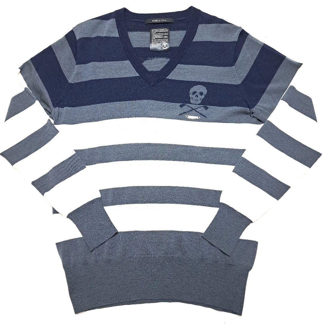 MARK & LONA GOLF メンズ Vネックニット カラフルボーダー M