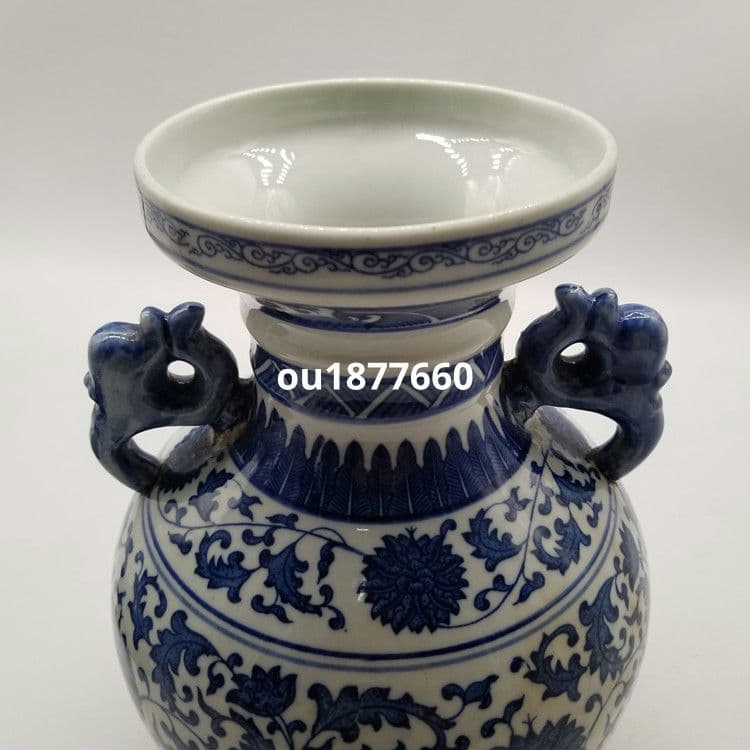 鯖纏枝花両耳賞瓶 花瓶 景徳鎮 陶磁器 装飾品 現代工芸品 美術品 置物