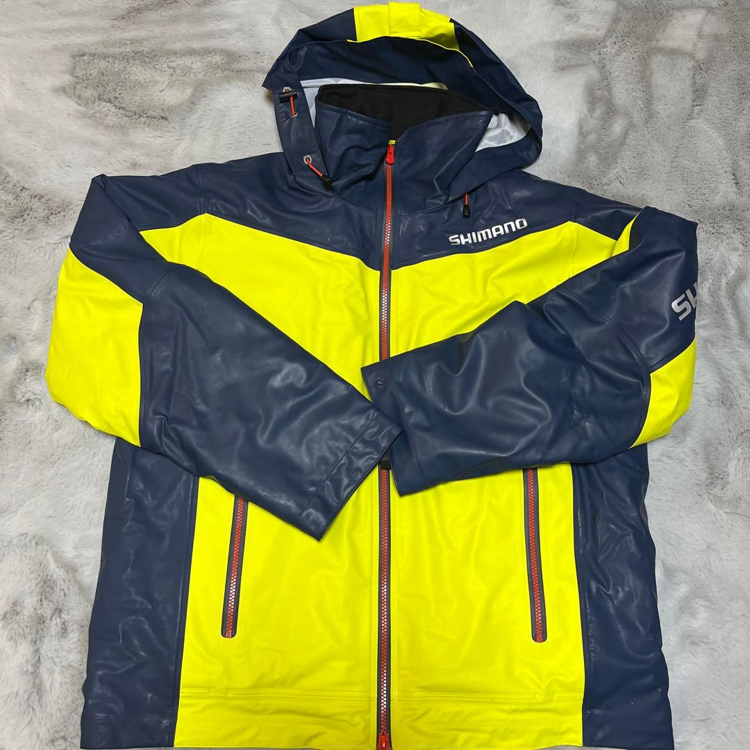 美品　シマノ　RB-035N マリンコールドウェザースーツネイビー/イエロー　Ｌ