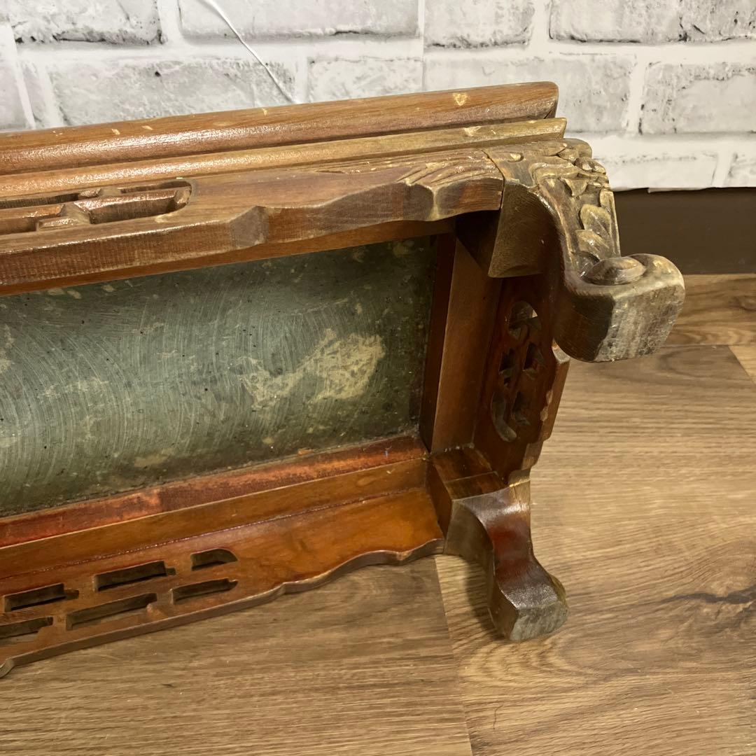 A-1 古道具 花台 飾り台 天然石 大理石 アンティーク 盆栽台 木彫り