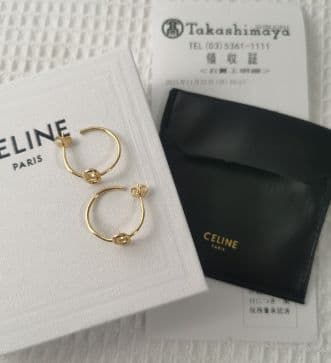 美品 C E L I N Eゴールド トリオンフ フープピアス