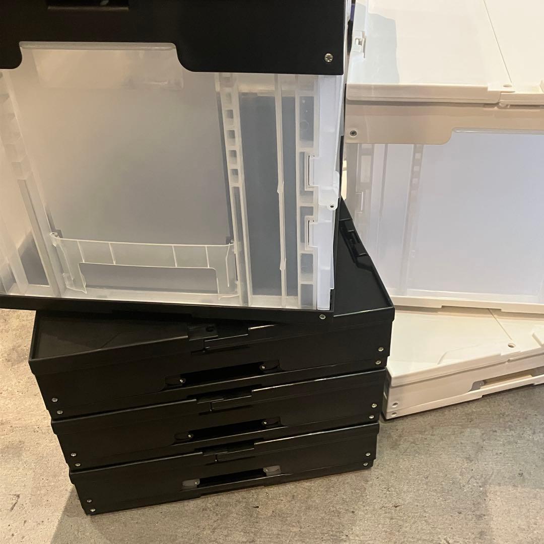 折りたたみコンテナ 50L ブラック ホワイト 業務用 6個 松本産業 フタ付き