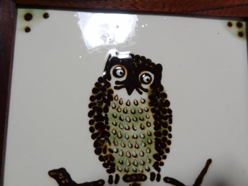 舩木研兒 船木研児　陶板 スリップウェア 民藝 フクロウ