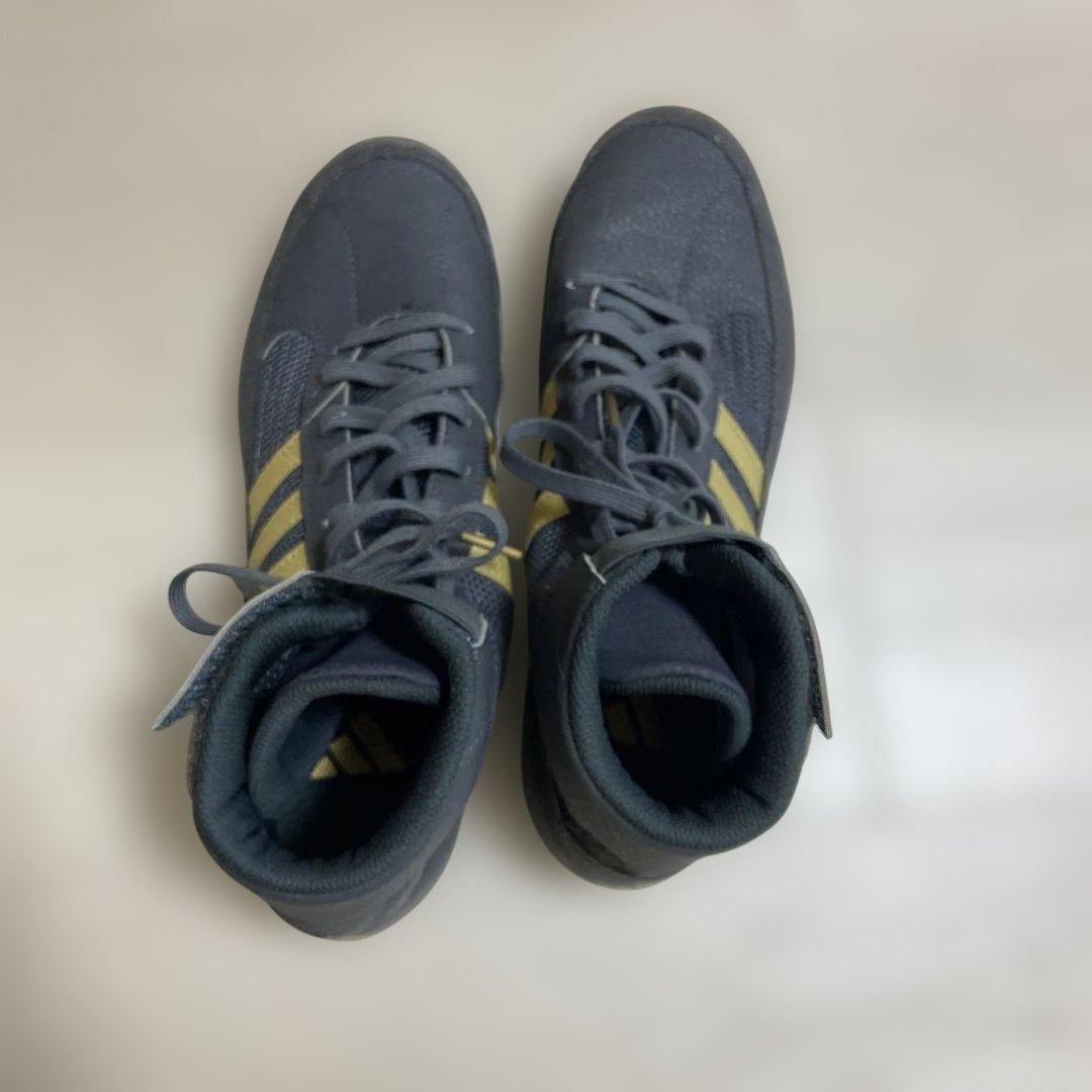 adidas レスリングシューズ 黒/金 ハイカット