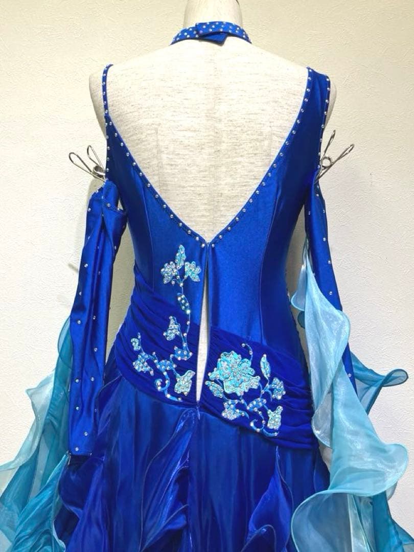 社交ダンス　モダンドレス　スタンダードドレス　ブルー