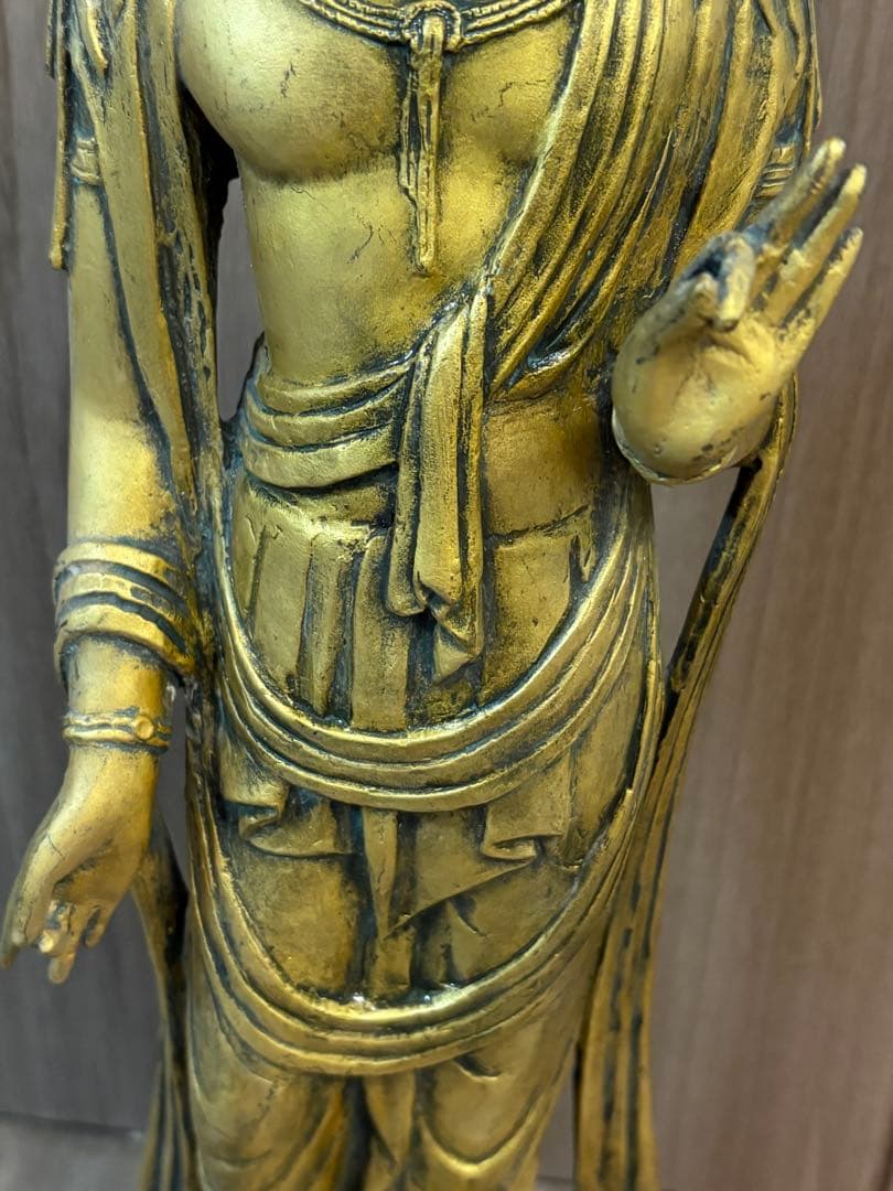 聖観音菩薩像 北村西望作 仏像 真鍮製 重約2900克