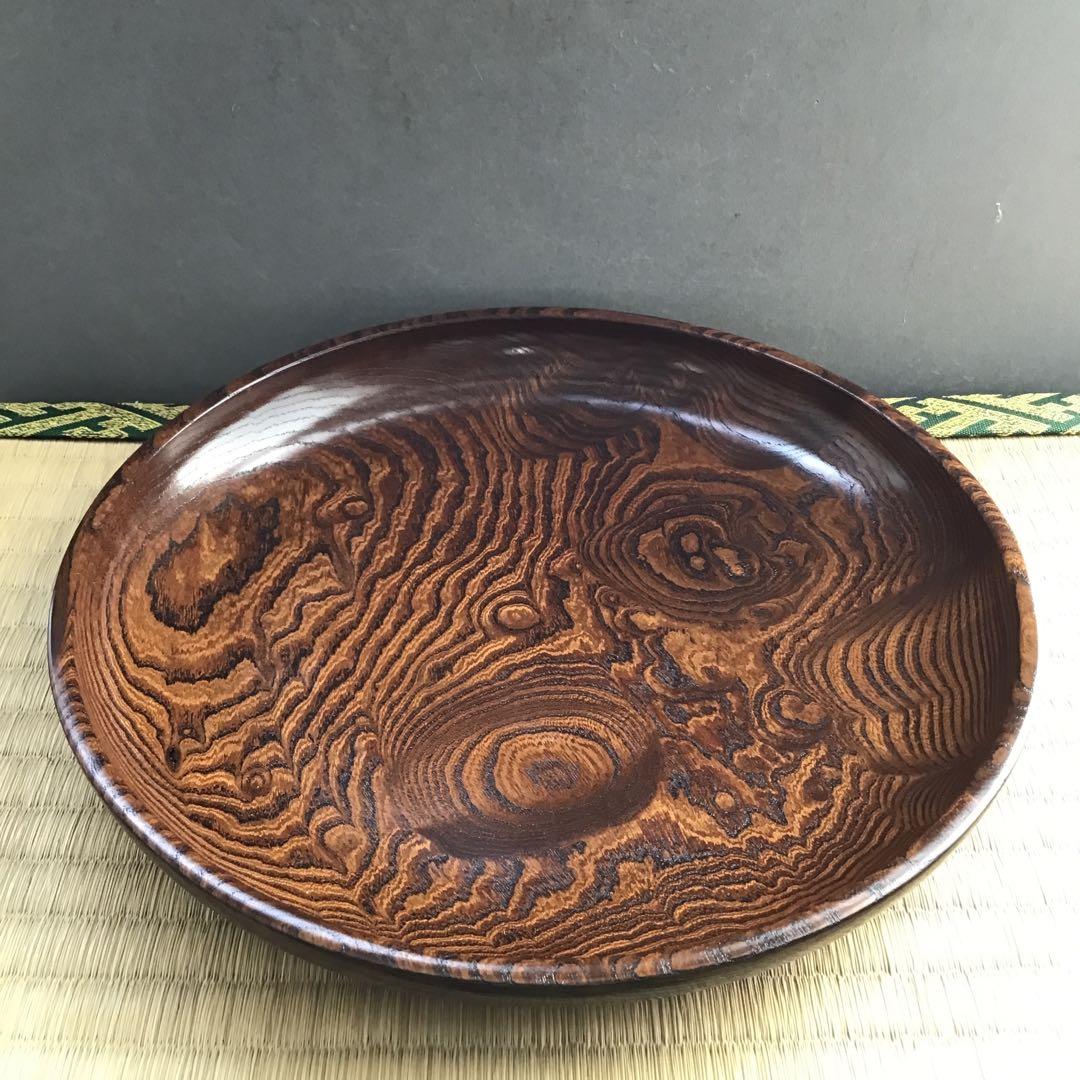 茶道具　菓子器　神代欅菓子盆　木工作家　榮一作　共箱　S284KB