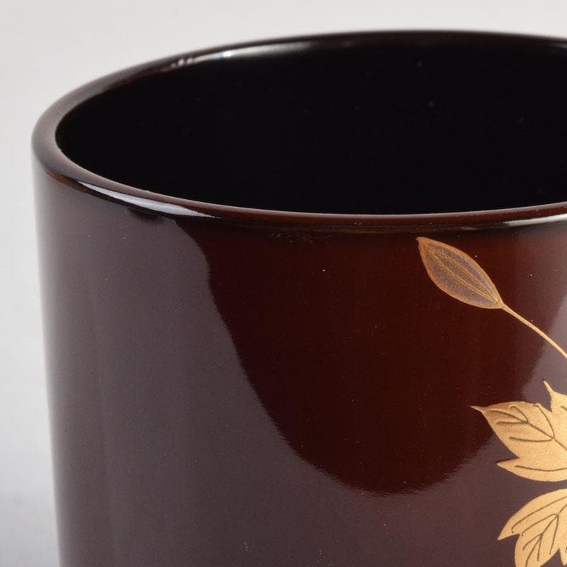 茶道具　吉田利昭（宗利）作　鉄線蒔絵　寸切茶器　棗　共布共箱　V　8842