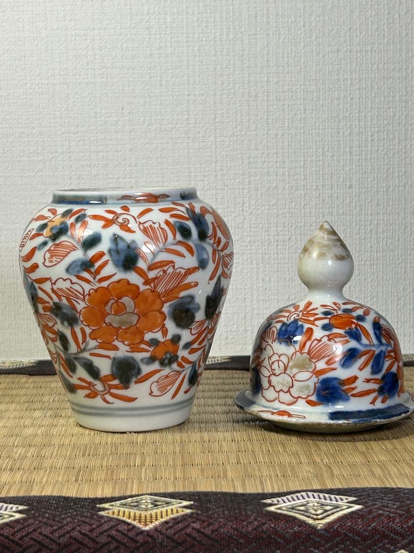 古伊万里　染め錦　沈香壺