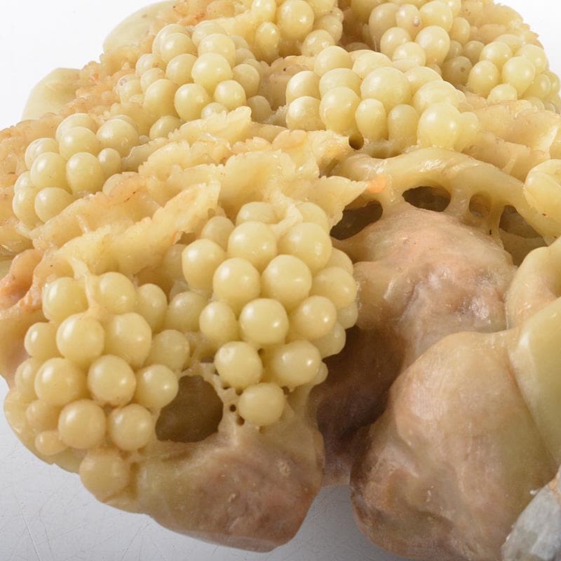 中国　玉石蝋石青田石彫刻　葡萄刻　床飾　置物　V　R5592